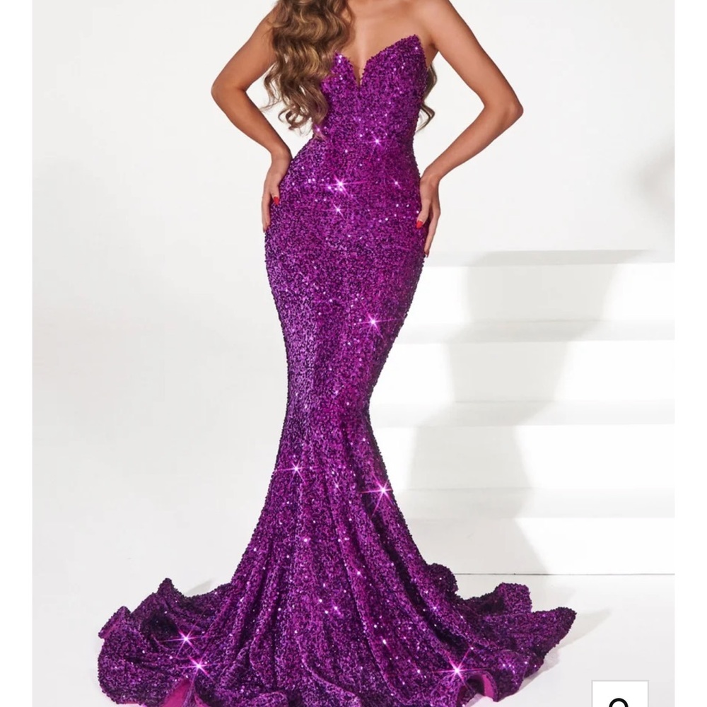 Portia and Scarlett PS21208 Strapless Sequin Mermaid Gown - Grape